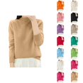 thumbnail image 1 of Womens Tops Pullover Sweaters Long Sleeve Cropped Knit Casual Concert Wear Women's Oversized Sweater Soft Round Neck Comfortable Loose Fit Solid Color Basic For Fall Winter, 1 of 4