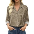 thumbnail image 1 of Womens Tops Retro Floral Print Long Sleeve Satin Shirt Spring Summer Shirts for Women Yellow M, 1 of 9