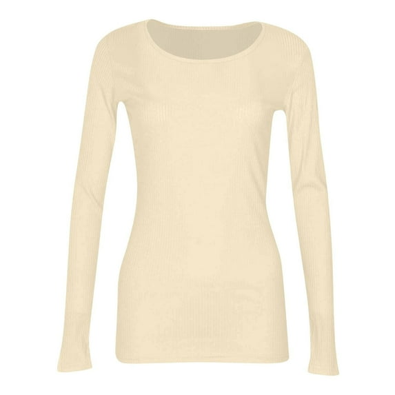 Womens Tops Ribbed Crew Neck Long Sleeve Lightweight Top Threadcloth Soft Comfortable Trendy Travel Casual Fall Winter Wear L Sweaters For Women