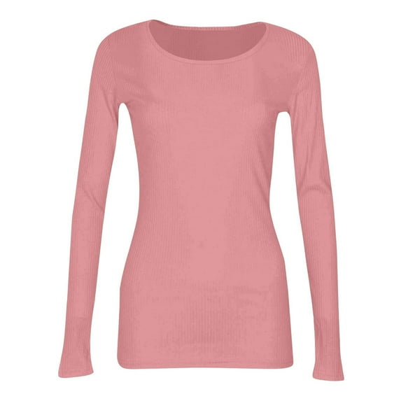Womens Tops Ribbed Crew Neck Long Sleeve Lightweight Top Threadcloth Soft Comfortable Trendy Travel Casual Fall Winter Wear M Sweaters For Women