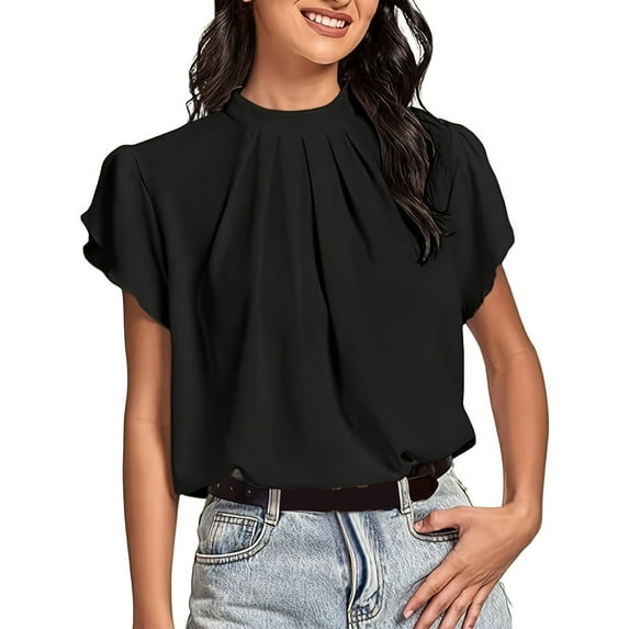 Womens Tops Round Neck Loose Sweater European and New Knitted Long Sleeved Sweater V-neck Sweater Summer Blouses Black 2XL