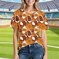 thumbnail image 1 of Womens Tops Rugby Printed Short Sleeved Round Neck Casual T-shirt Orange XXXXXL, 1 of 7