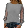 thumbnail image 1 of Womens Tops Sequin Long Sleeve Loose Round Neck Casual Loose T Shirt Top Blouses For Women, 1 of 4