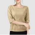 thumbnail image 1 of Womens Tops Sequin Round Neck Casual Pullover Shirt Tops for Women Half Sleeve Fashion Tunics Comfy Loose Fit Blouses Shirts for Women, 1 of 4