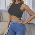 thumbnail image 1 of Womens Tops Sexy Sleeveless Crewneck Ribbed Knitted Tank Crop Tops for Women Shirts for Women, 1 of 4