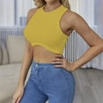 thumbnail image 1 of Womens Tops Sexy Sleeveless Crewneck Ribbed Knitted Tank Crop Tops for Women Shirts for Women, 1 of 4