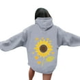 thumbnail image 1 of Womens Tops,Shirts for Women Plus Size Long Sleeved Floral Printed Round Neck Casual Loose Hooded Sweatshirts 3-Gray XXL, 1 of 5
