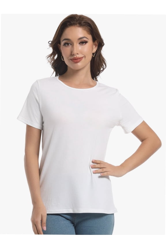 Womens Tops Short/Long Sleeve T-Shirts Fitted Crewneck Tee