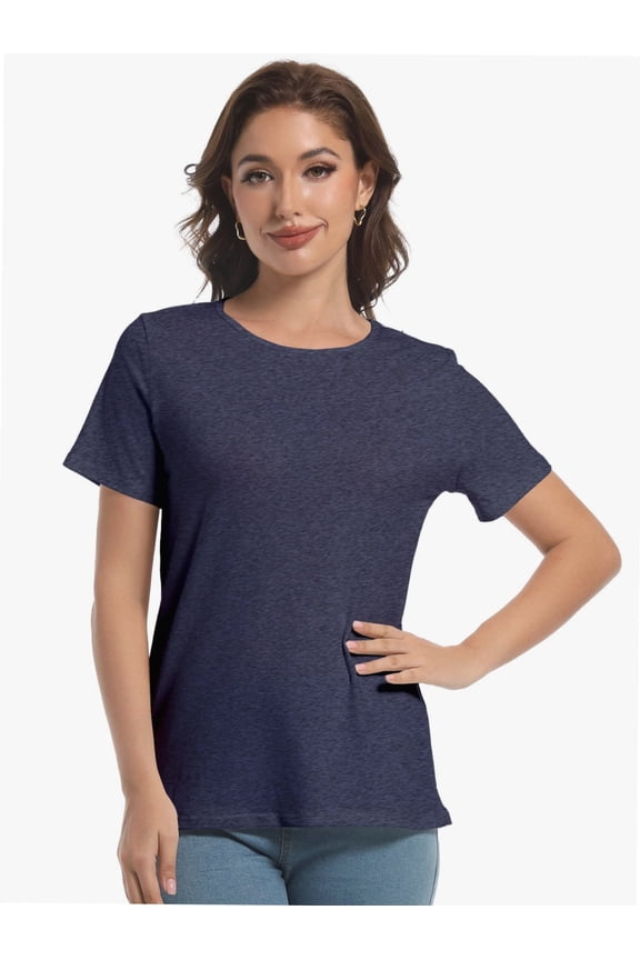 Womens Tops Short/Long Sleeve T-Shirts Fitted Crewneck Tee