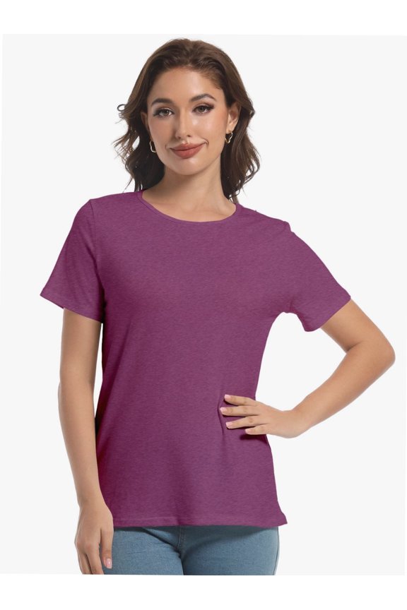 Womens Tops Short/Long Sleeve T-Shirts Fitted Crewneck Tee