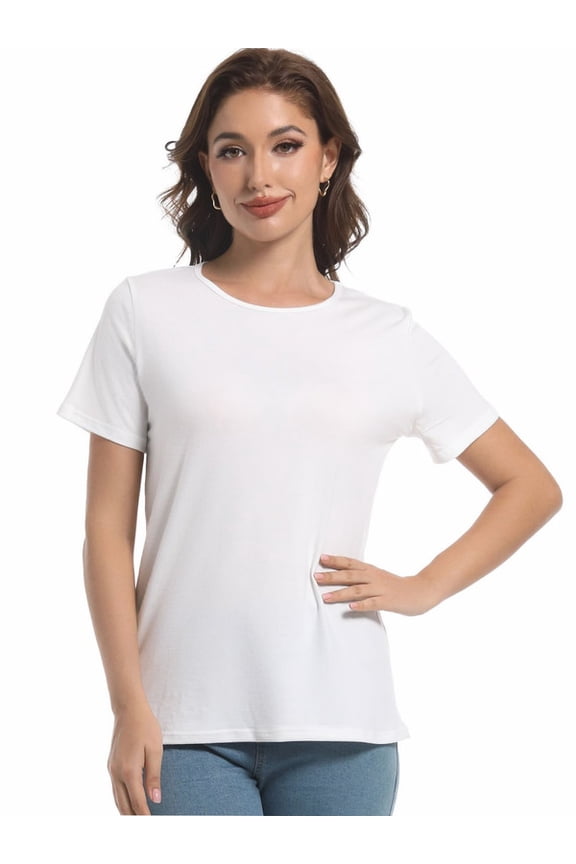 Womens Tops Short/Long Sleeve T-Shirts Fitted Crewneck Tee