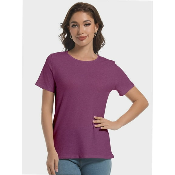 Womens Tops Short Sleeve T-Shirts Fitted Crewneck Tee