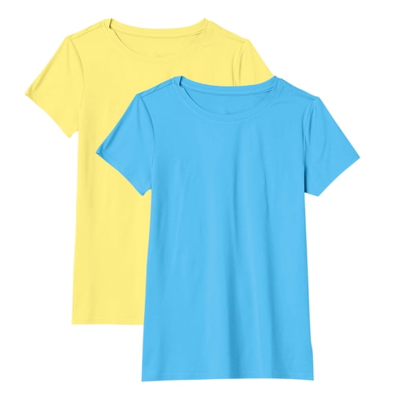 Womens Tops Short Sleeve 2PCS Stretch Crewneck T-Shirt Pack Of 2 Fashion Clothes Blouses Dressy Casual Women