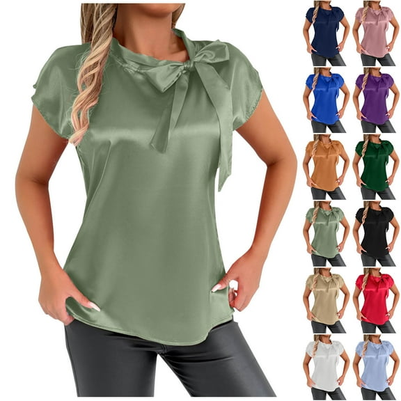 Womens Tops Short Sleeve Blouse, Xunlbb Fashion Women's Summer Solid Color Round-Neck Short Sleeve Shirts Top Blouse ,Women's Tops for Workout/Running/Hawaiian Beach Vacation Blue
