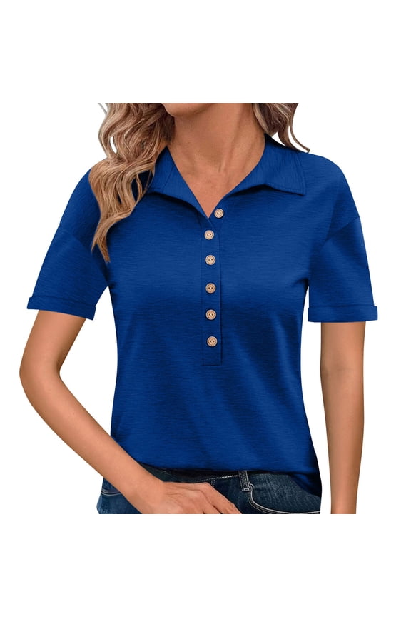 Womens Tops Short Sleeve Button d Casual Top T Shirt d Blouse Fashion Clothes Blouses Dressy Casual Women