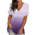 thumbnail image 1 of Womens Tops Short Sleeve Casual Summer Tops Floral V Neck Tee T Shirt Printed Loose Side Split Tunic Fashion Clothes Blouses Dressy Casual Women, 1 of 2