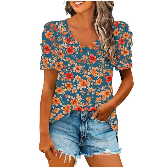 Womens Tops Short Sleeve Women Fashion Casual Short Sleeve Loose T-Shirt Blouse