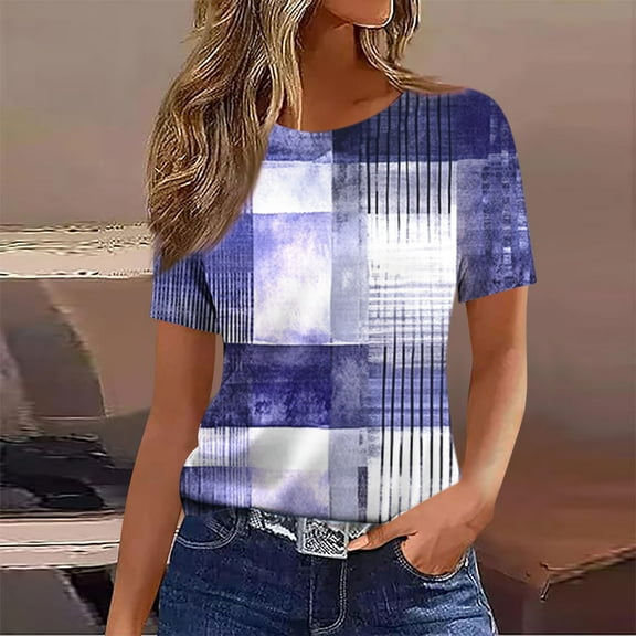Womens Tops Short Sleeve Crew Neck Womens T Shirts Plus Size Color Block Tops Plus Size T Shirts My Items