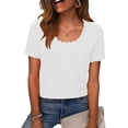 thumbnail image 1 of Womens Tops Short Sleeve Lace Scoop Neck T-Shirts for Women Solid Color Pullover Summer Tees Mother Gifts, 1 of 7