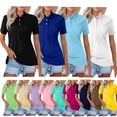 thumbnail image 1 of Womens Tops Short Sleeve Polo Shirts for Women Lapel Collar Blouses Summer Tunics Shirts, 1 of 6