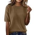 thumbnail image 1 of Womens Tops Short Sleeve Pullover Fashion Crew Neck Knitted Shirt Elegant Lightweight Short Sleeve Spring Summer, 1 of 1