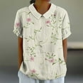 thumbnail image 1 of Womens Tops Short Sleeve Round Neck Printing Casual Cropped Loose Shirt Multicolor M, 1 of 5