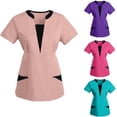 thumbnail image 1 of Womens Tops Short Sleeve Scoop Neck T Shirts with Pockets Casual Soft Caregiver Work Tee White S, 1 of 4