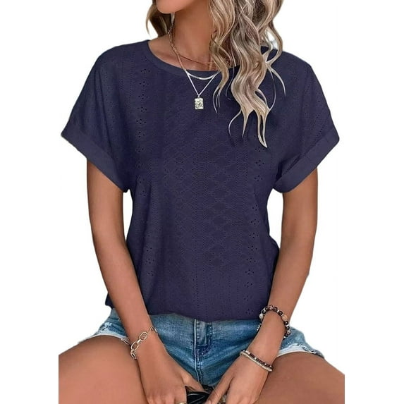 Womens Short Sleeve Tops Navy XXL