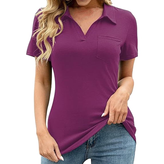 Womens Tops Short Sleeve Shirts Collared Work Tops Business Casual Dressy Blouses Summer Tops With Pocket Fashion Clothes Blouses Dressy Casual Women