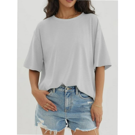 Womens Tops Short Sleeve Shirts Summer Comfy Crew Neck T-Shirt