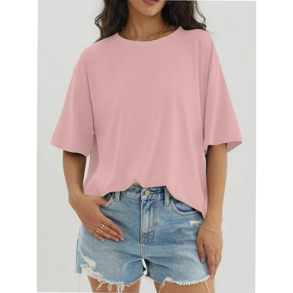 Womens Tops Short Sleeve Shirts Summer Comfy Crew Neck T-Shirt