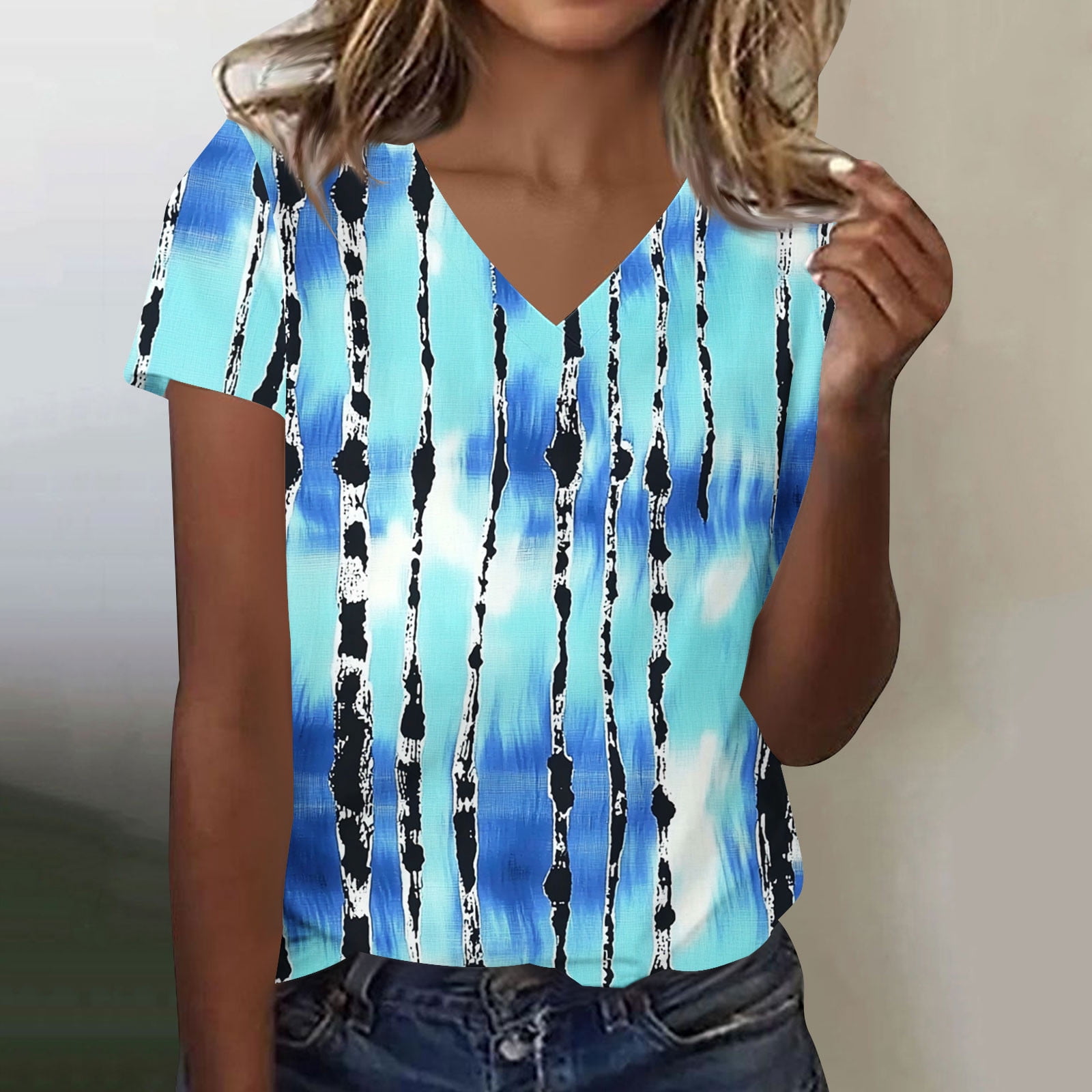 Womens Tops Short Sleeve Shirts for Women V Neck Business Casual Tunic ...