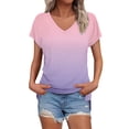 thumbnail image 1 of Womens Tops Short Sleeve Summer Daily Casual V Neck Shirts Tops Blouses Loose Fit Shirt Fashion Clothes Blouses Dressy Casual Women, 1 of 5