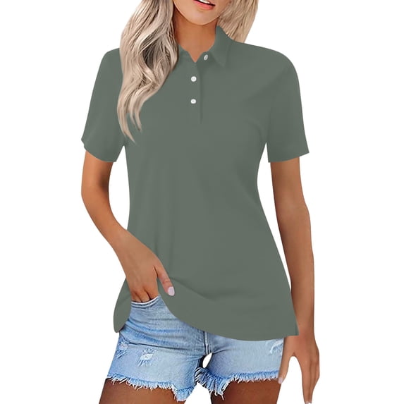 Womens Tops Short Sleeve Summer Tops Fashion Casual Button Down Collared T Shirts Loose Fit Blouses Fashion Clothes Blouses Dressy Casual Women