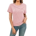 thumbnail image 1 of Womens Tops Short Sleeve Summer Tops For Women Casual Pleated Round Neck Business Womens T Shirts, 1 of 7