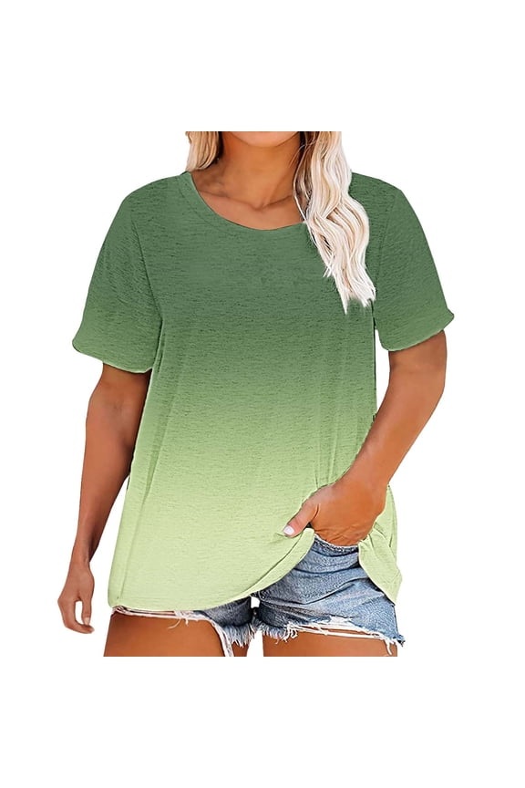 Womens Tops Short Sleeve Summer Tops For Women Casual Plus Size Round Neck Loose Womens T Shirts