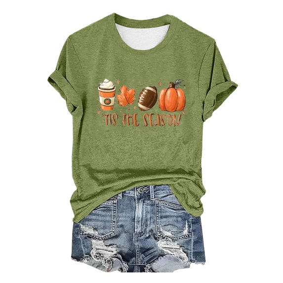 Womens Tops Short Sleeve T I S Th E S Ea Son Print Casual T Shirt Fashion Clothes Blouses Dressy Casual Women