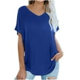thumbnail image 1 of Womens Tops Short Sleeve V Neck Baggy Summer Tops for Women Workout Blouse Casual Loose Fitted Solid Top Tees Shirt, 1 of 7