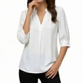 thumbnail image 1 of Womens Tops Short Sleeve V-Neck Button Summer Pullover Solid T-Shirt White XXL, 1 of 6