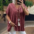 thumbnail image 1 of Womens Tops Short Sleeve V Neck Shirts Dressy Casual Tunic Blouses Summer Tees Wine XXL, 1 of 5