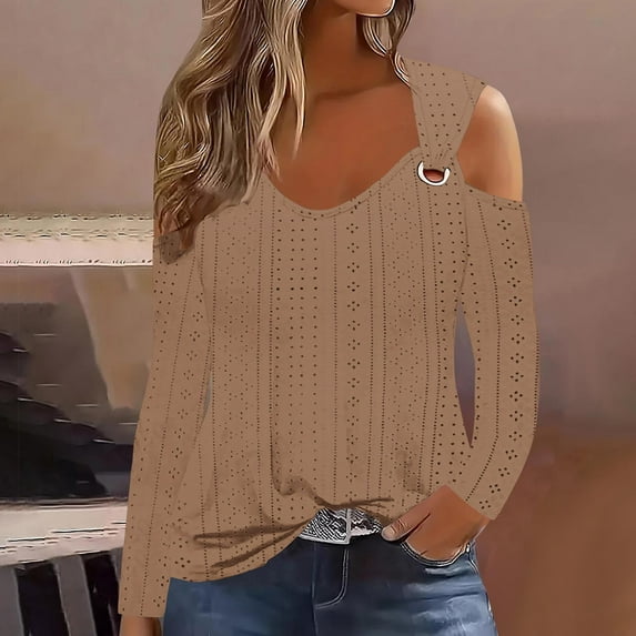 Womens Tops Short Sleeve Women's Fashion Casual Solid Color Long-Sleeved Blouse Going out Tops for Women