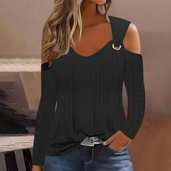 Womens Tops Short Sleeve Women's Fashion Casual Solid Color Long-Sleeved Blouse Going out Tops for Women