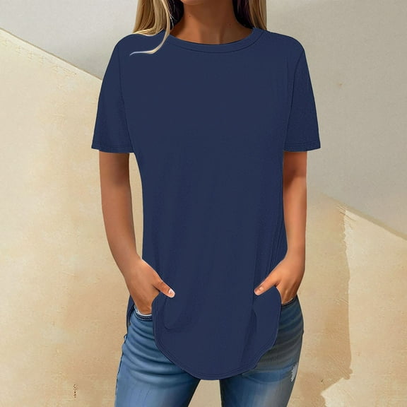 Womens Tops Short Sleeve Womens Tops 2025 Spring Neck Casual Print Tunic T Shirts Womens Tops Shirts for Women