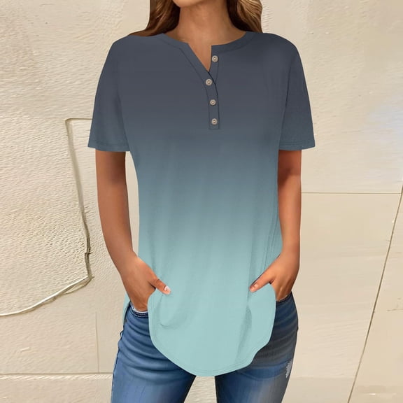 Womens Tops Short Sleeve Womens Tops 2025 Spring Neck Casual Print Tunic T Shirts Womens Tops Shirts for Women