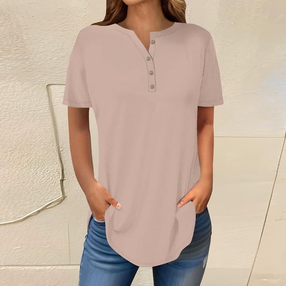 Womens Tops Short Sleeve Womens Tops 2025 Spring Neck Casual Print Tunic T Shirts Womens Tops Shirts for Women