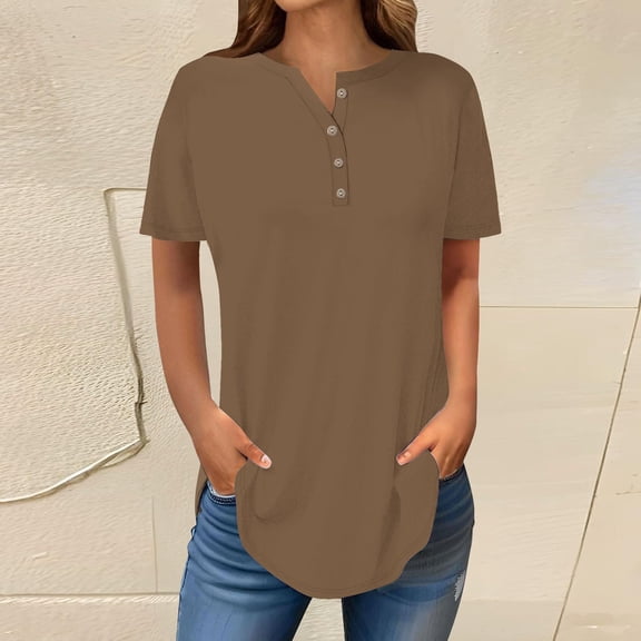 Womens Tops Short Sleeve Womens Tops 2025 Spring Neck Casual Print Tunic T Shirts Womens Tops Shirts for Women