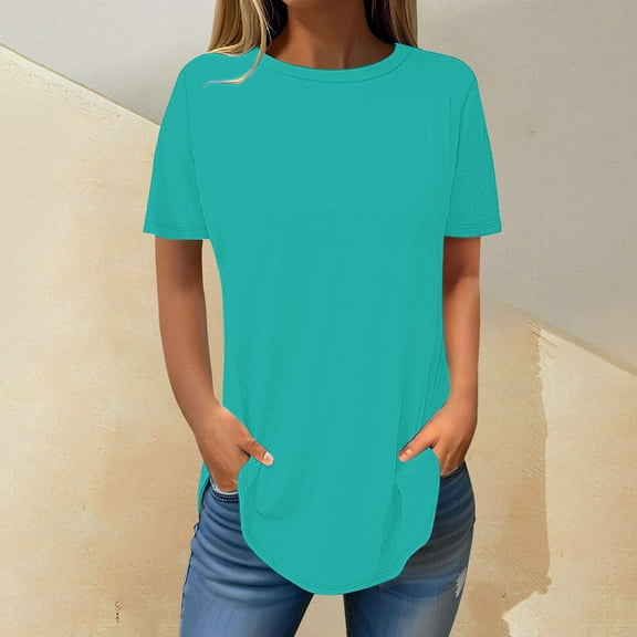 Womens Tops Short Sleeve Womens Tops 2025 Spring Neck Casual Print Tunic T Shirts Womens Tops Shirts for Women