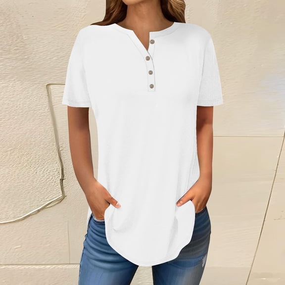 Womens Tops Short Sleeve Womens Tops 2025 Spring Neck Casual Print Tunic T Shirts Womens Tops Shirts for Women