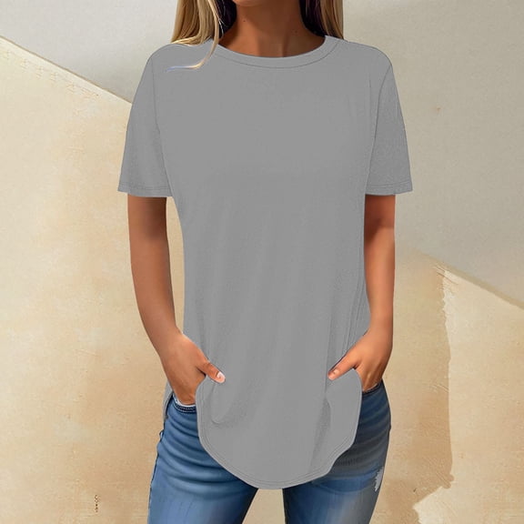 Womens Tops Short Sleeve Womens Tops 2025 Spring Neck Casual Print Tunic T Shirts Womens Tops Shirts for Women