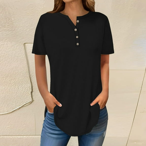 Womens Tops Short Sleeve Womens Tops 2025 Spring Neck Casual Print Tunic T Shirts Womens Tops Shirts for Women